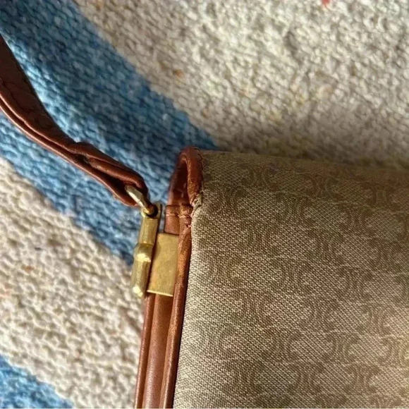 CELINE Macadam Blason Shoulder Cross Body Bag PVC Leather  Beige - Picture 13 of 16